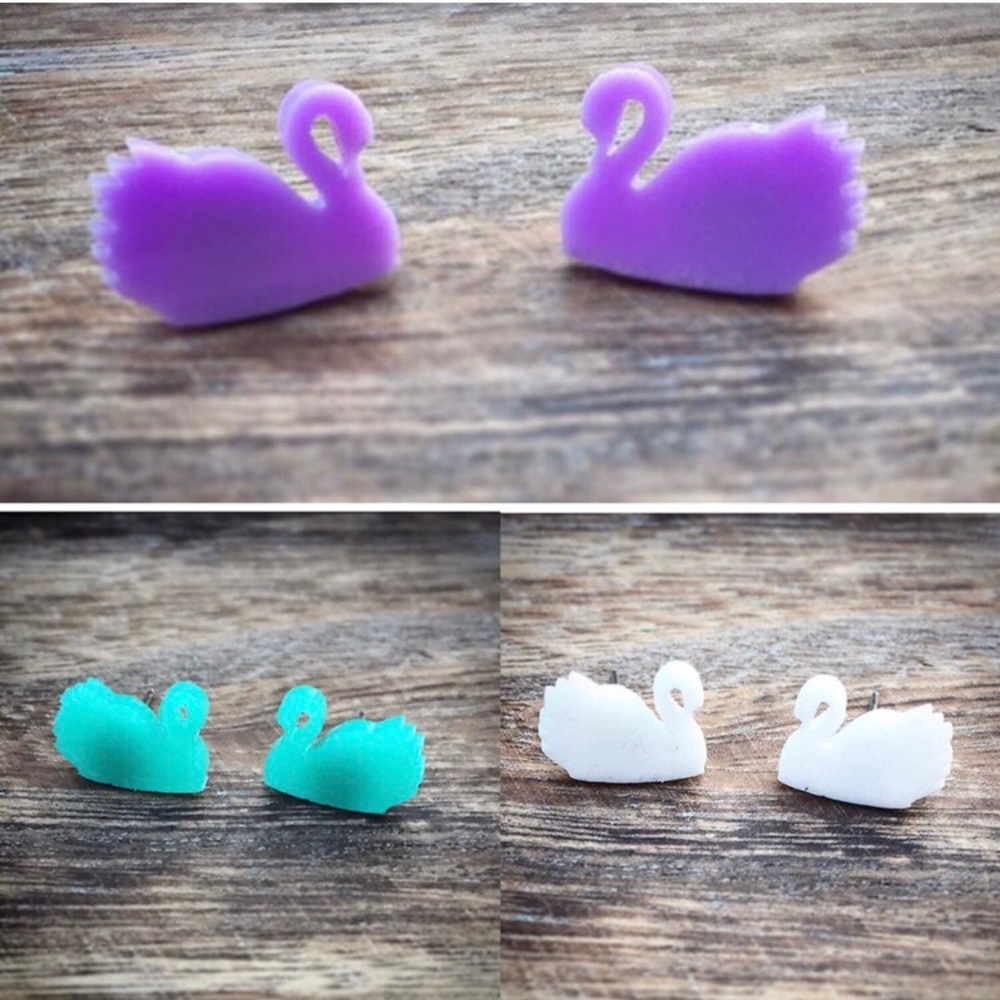 Acrylic pastel spring swan earrings